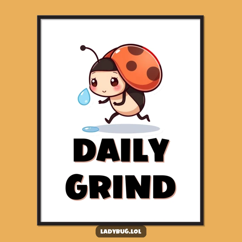 Funny Busy Ladybug Digital Art - Dewdrop Mission, Instant Decor