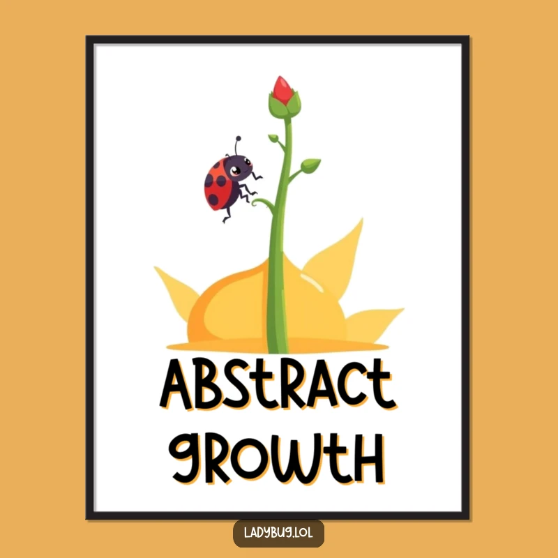 Funny Determined Ladybug Digital Art: Abstract Climb, Persistence