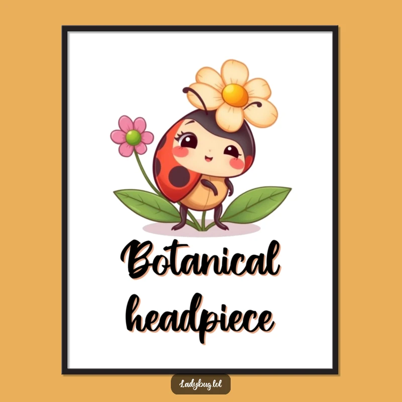 Funny Flower Hat Ladybug Digital Art - Comical Fashion Download