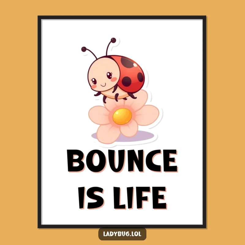 Funny Ladybug Bounce Digital Art: Playful Petal Print, Instant Joyful Decor Gift