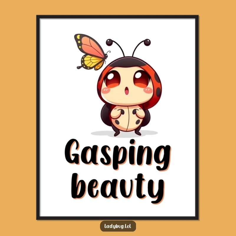 Funny Ladybug Butterfly Digital Print: Amazed Insect Art, Instant Funny Gift!