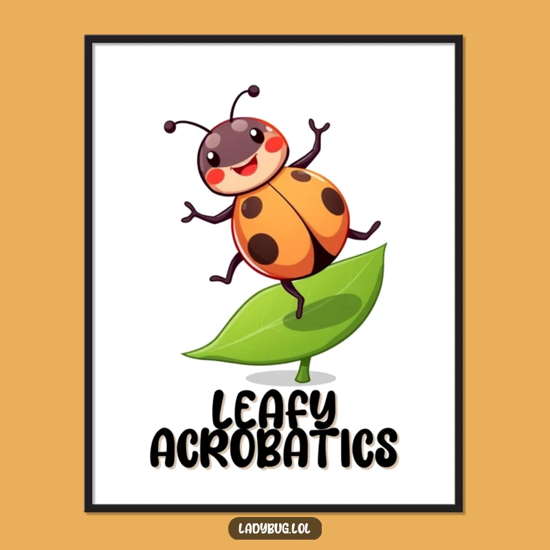 Funny Ladybug Cartwheel Digital Art: Joyful Acrobat For Vibrant Home Decor