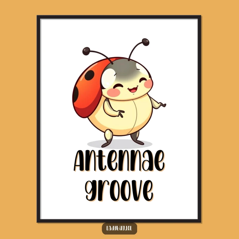 Funny Ladybug Dance Digital Art: Playful Movement For Lively Home Decor