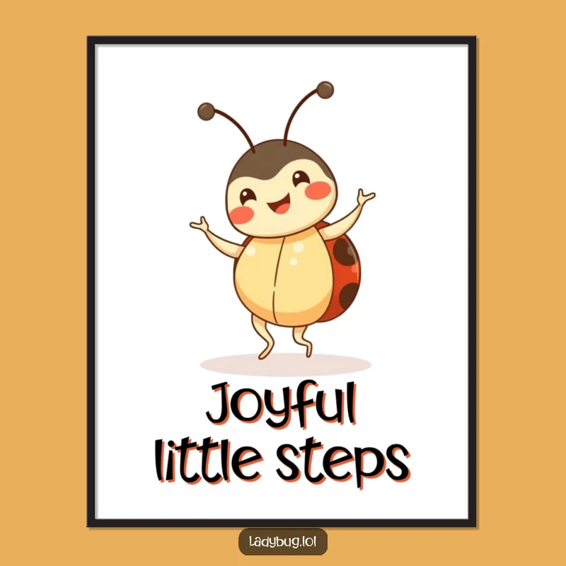 Funny Ladybug Dance Digital Print - Instant Cheerful Insect Art