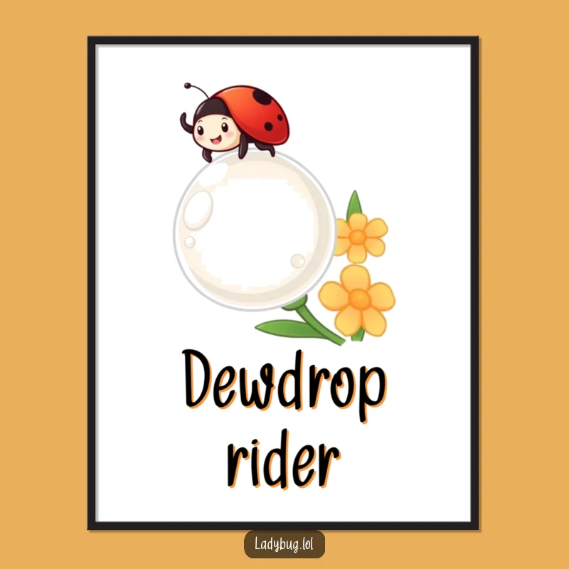 Funny Ladybug Dewdrop Digital Art - Instant Cheerful Decor