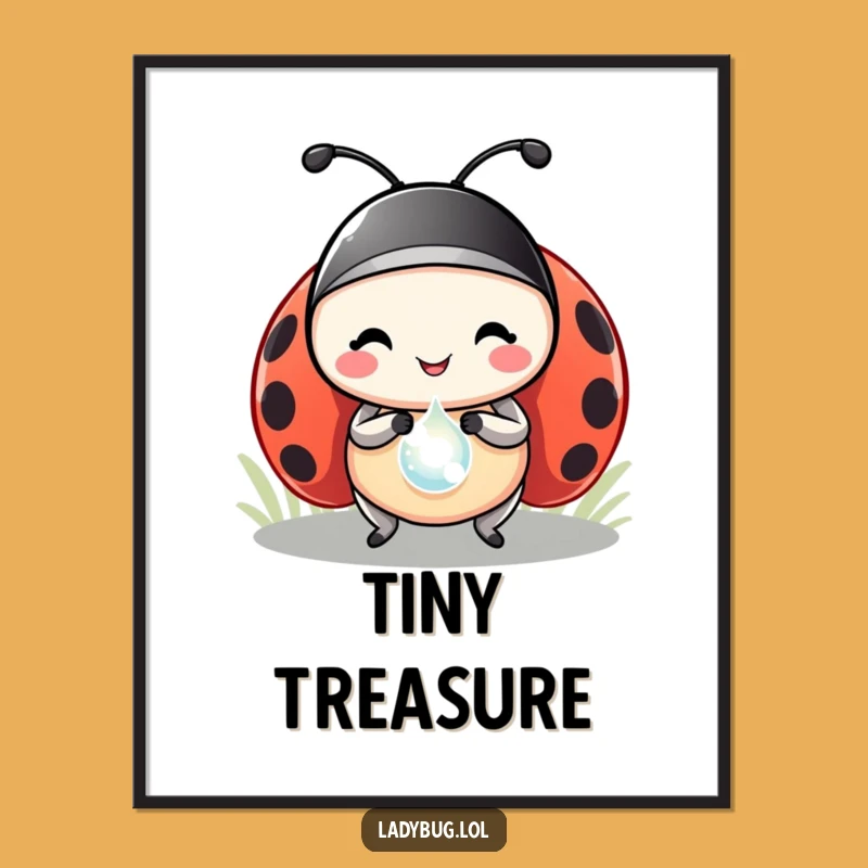 Funny Ladybug Dewdrop Prize Digital Art: Instant Humorous Insect Decor Gift