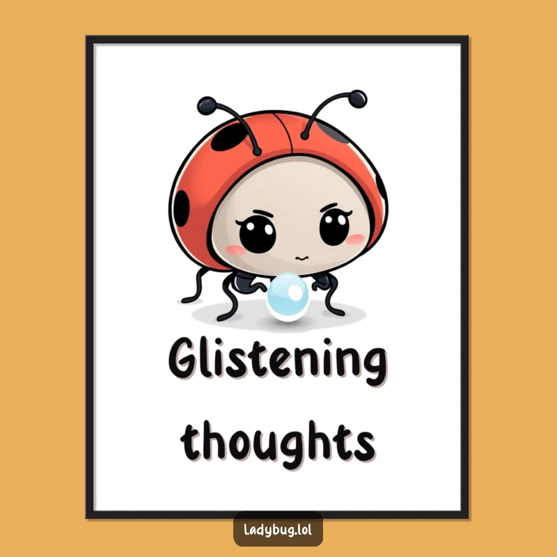 Funny Ladybug Dewdrop Study Digital Print - Instant Insect Art, Perfect Wall Decor