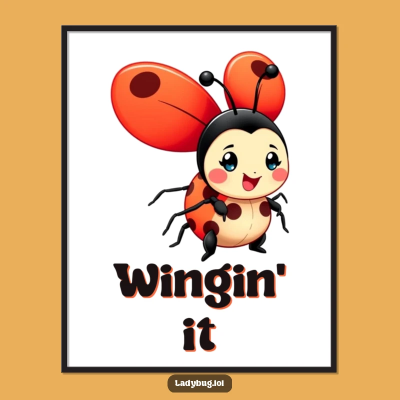 Funny Ladybug Digital Art: Cheerful Wings Decor, Instant Humorous Gift
