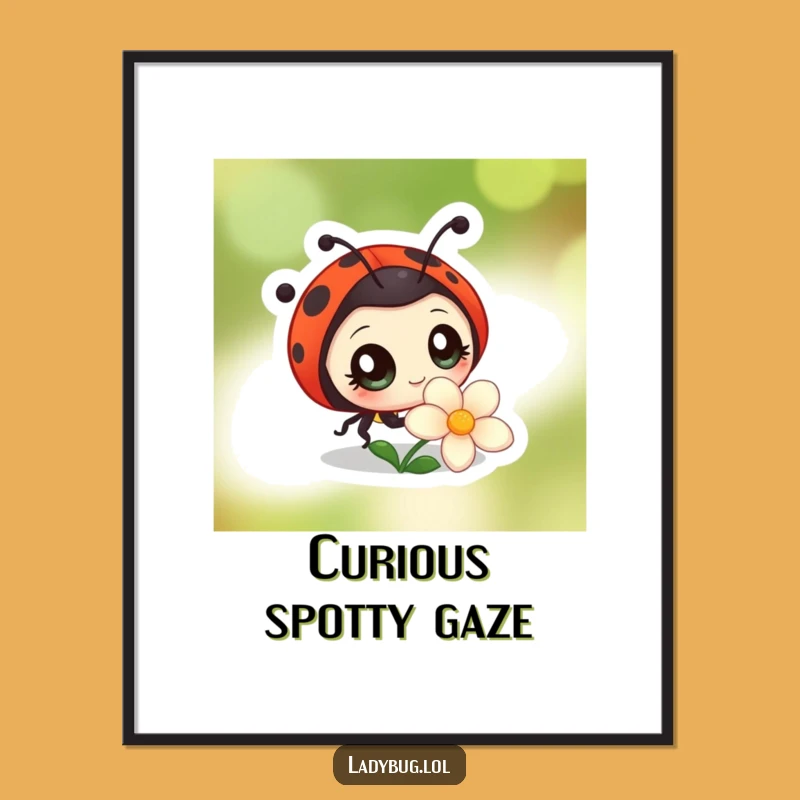 Funny Ladybug Digital Art: Curious Insect Illustration, Instant Funny Gift Download
