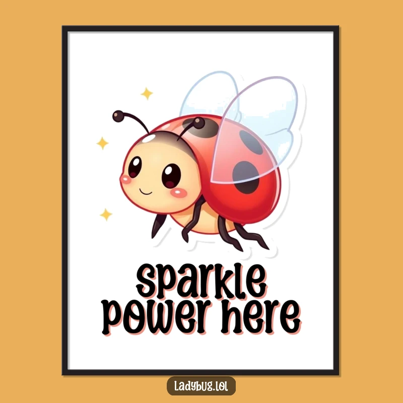 Funny Ladybug Digital Art: Vibrant Sparkling Wings for Instant Joyful Decor!