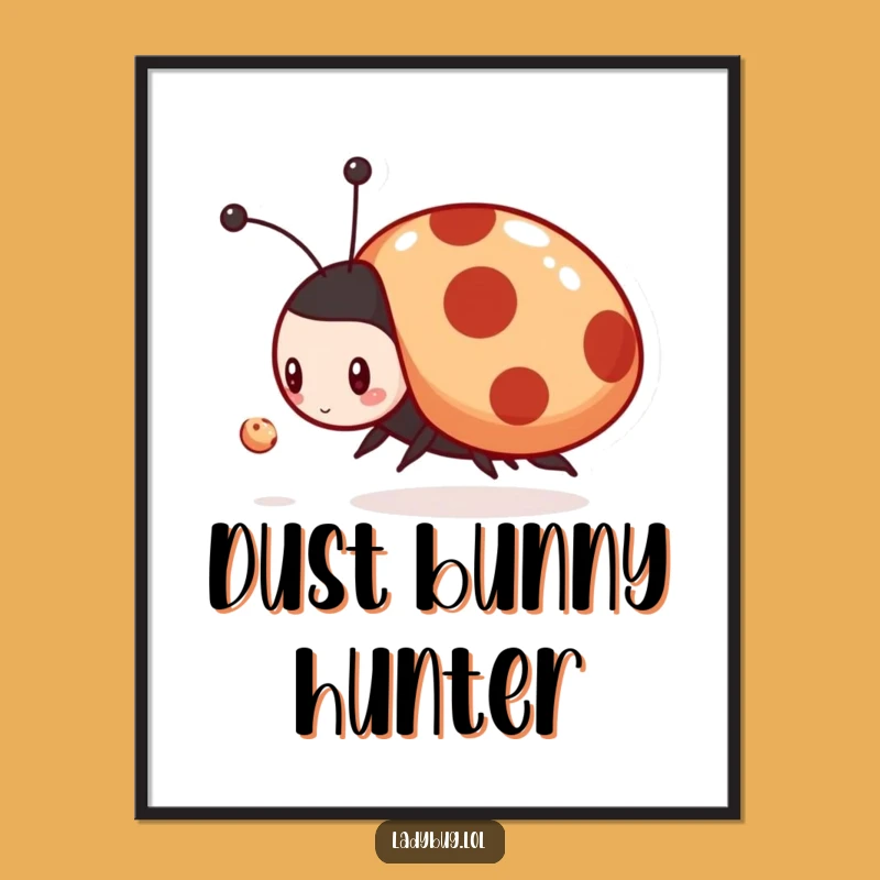 Funny Ladybug Dust Chase Digital Print - Instant Insect Art, Perfect Humorous Wall Decor