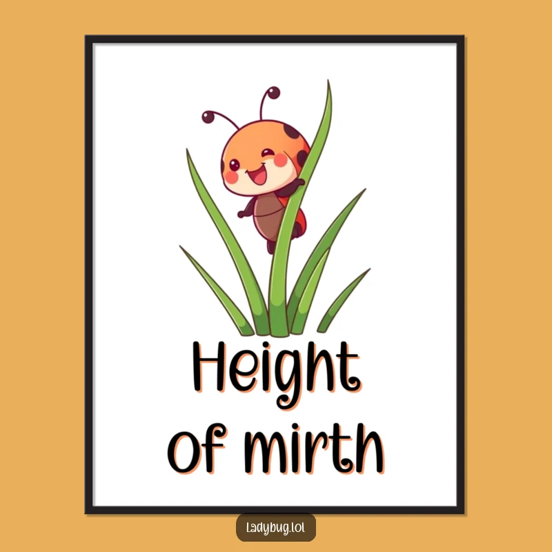 Funny Ladybug Joyful Climb Digital Print - Instant Insect Art, Perfect Wall Decor