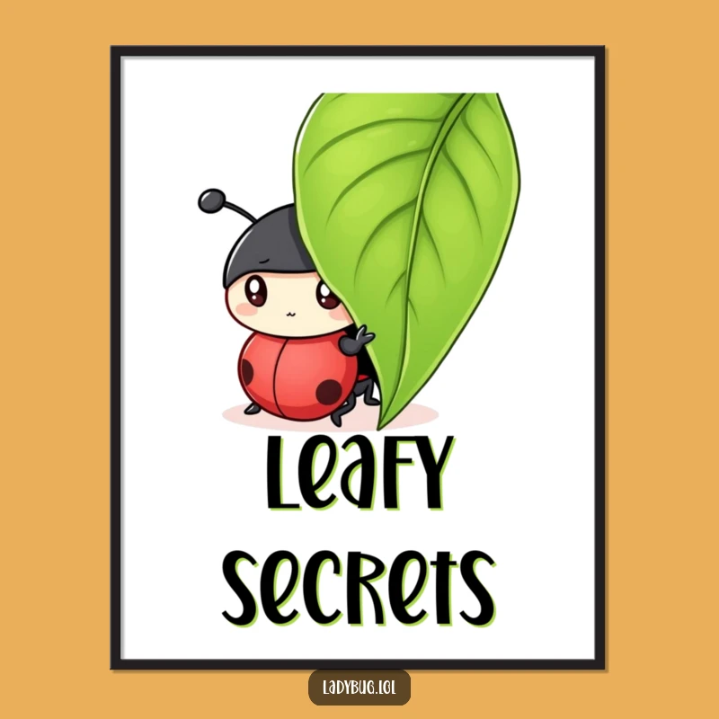 Funny Ladybug Peek Digital Print - Instant Insect Art, Perfect Wall Decor