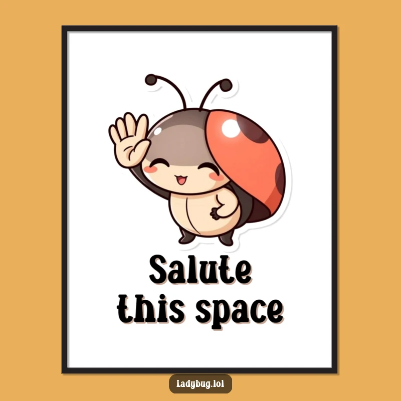 Funny Ladybug Salute Digital Art: Delighted Character's Tiny Gesture for Instant Joy!