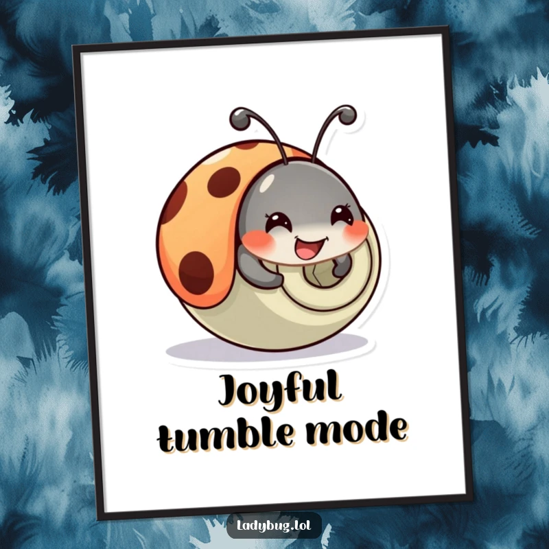 Funny Ladybug Digital Art: A happy ladybug comically tumbles and rolls, captured in a hilariously chaotic and joyful moment.