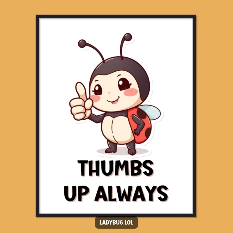Funny Proud Ladybug Digital Art - Thumbs Up Celebrations, Instant Decor