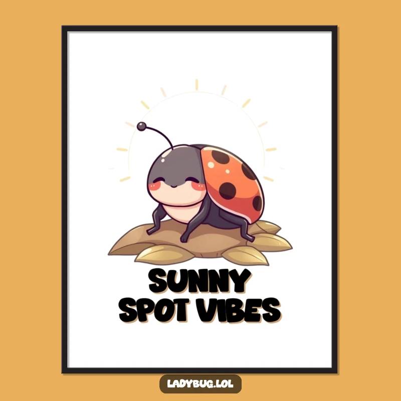 Funny Sunbeam Ladybug Digital Art: Instant Calm & Hilarious Decor