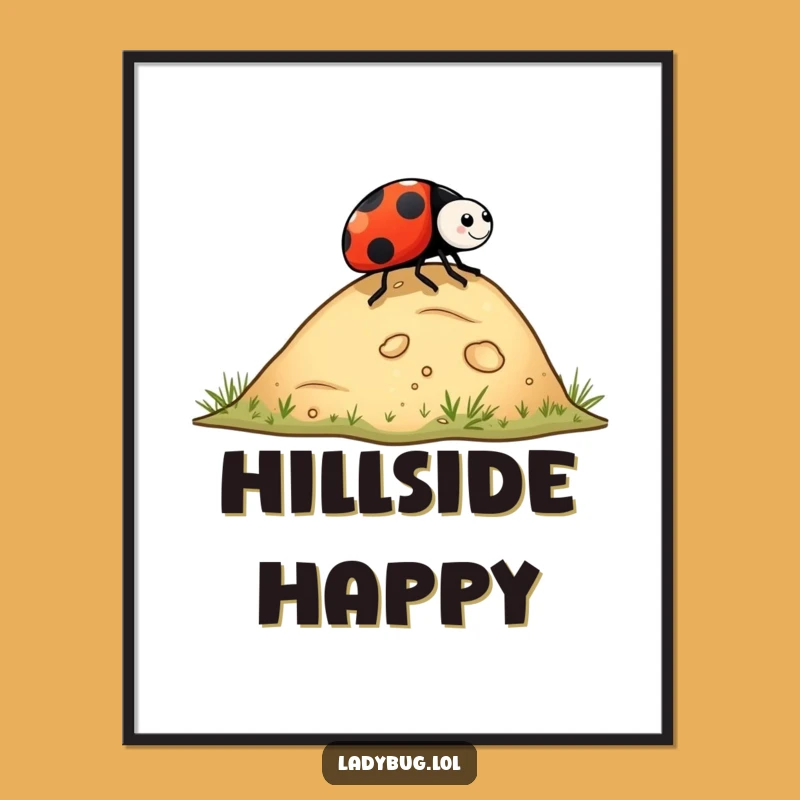 Funny Ladybug Rolling Hill Digital Art - Instant Playful Decor