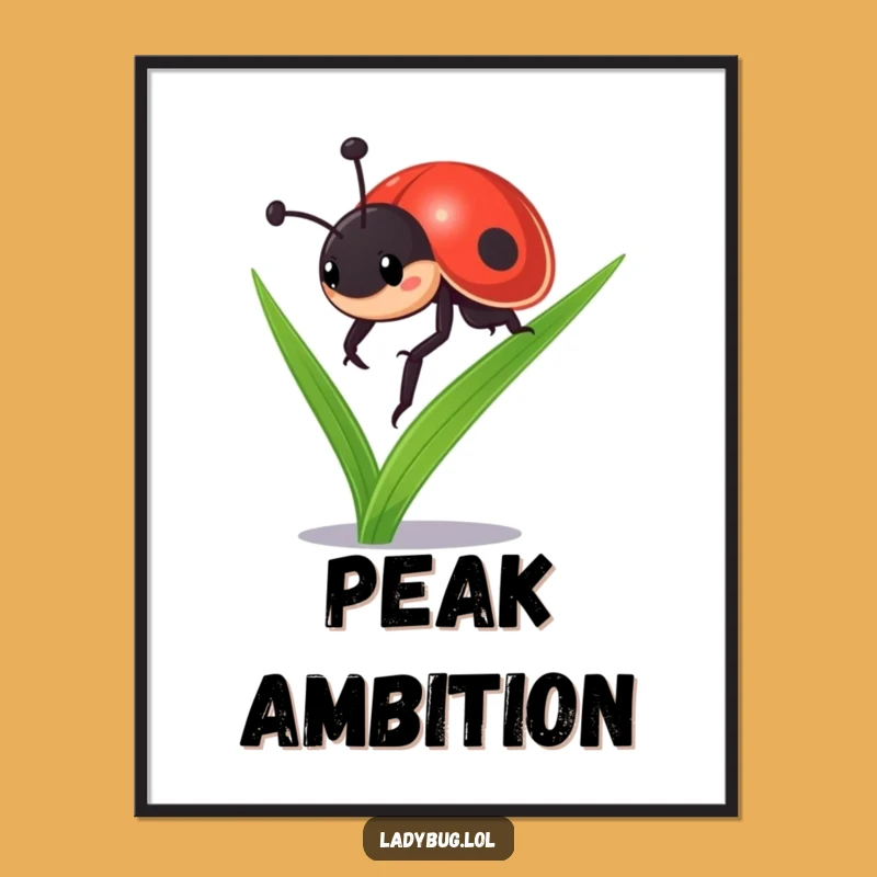 Funny Determined Ladybug Digital Art Print - Motivational Decor for Inspiring Spaces