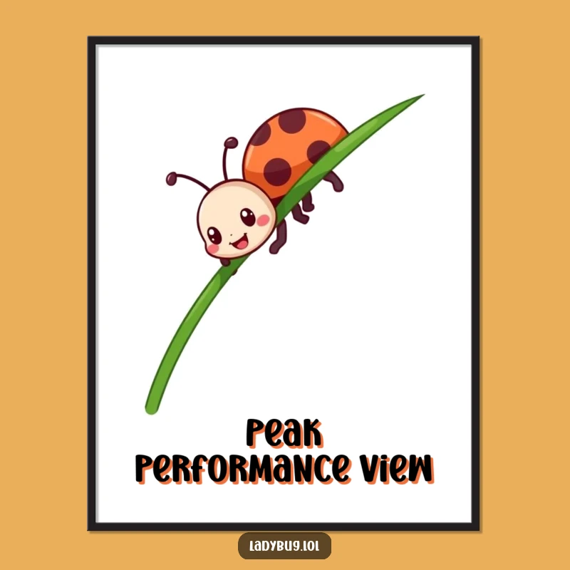 Funny Ladybug Digital Art - Enthusiastic Crawl Print, Vibrant Funny Gift for Walls