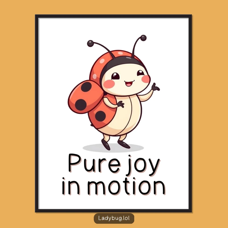 Funny Ladybug Dancing Digital Art: Cute Character's Happy Dance, Instant Funny Gift