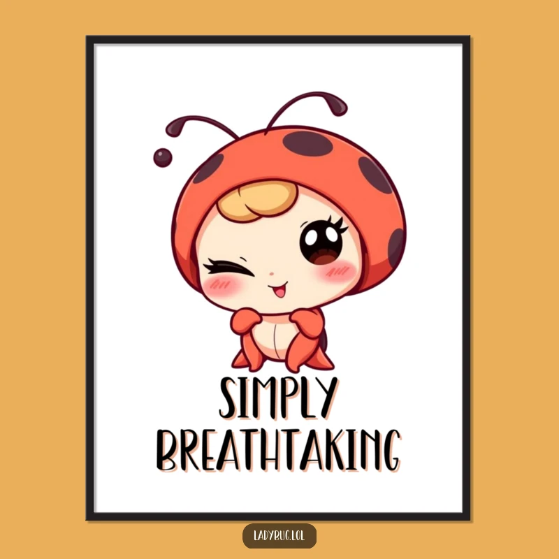 Funny Winking Ladybug Portrait Digital Art - Instant Wall Decor with a Playful Wink
