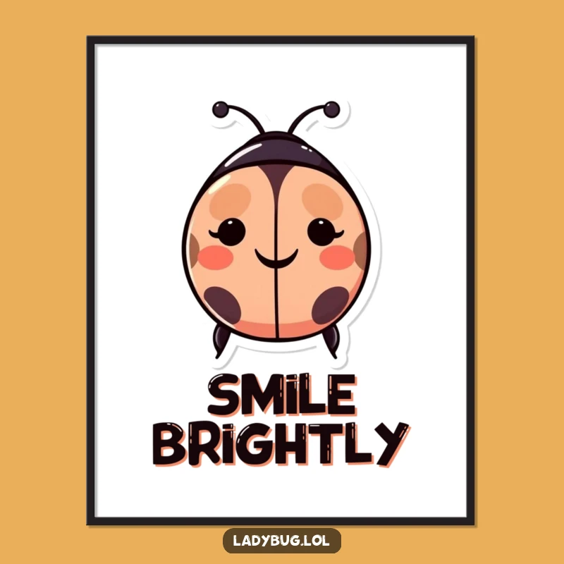 Funny Happy Ladybug Digital Art Print - Cheerful Decor to Spread Joy Instantly