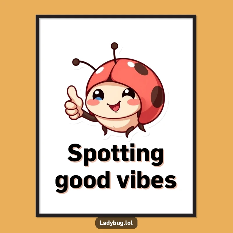 Funny Ladybug Thumbs Up Digital Art: Instant Hilarious Decor for Your Walls