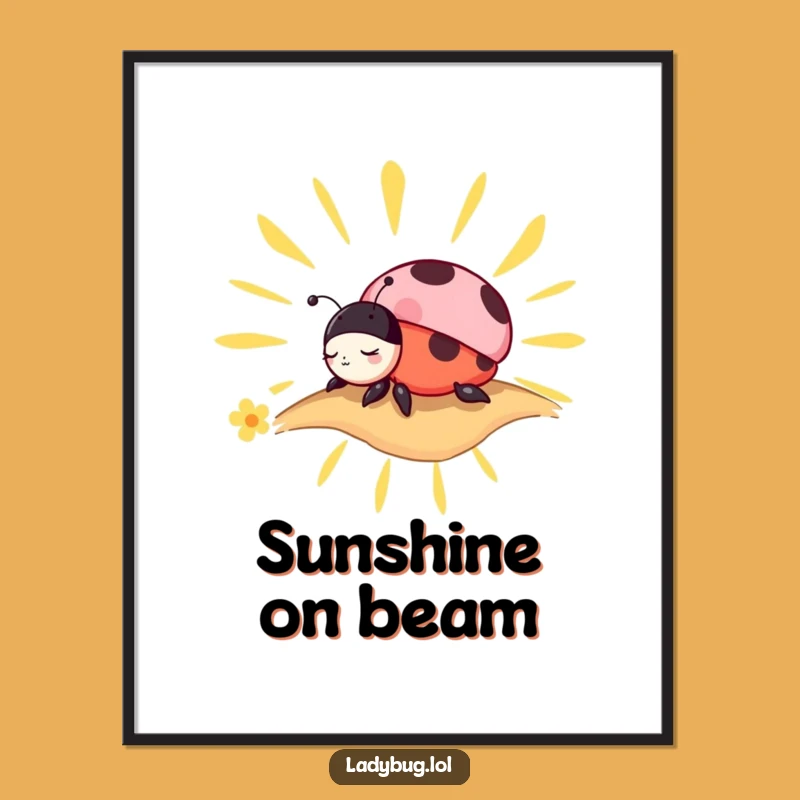 Funny Ladybug Nap Digital Art: Charming Sunbeam Sleeper for Instant Calm!