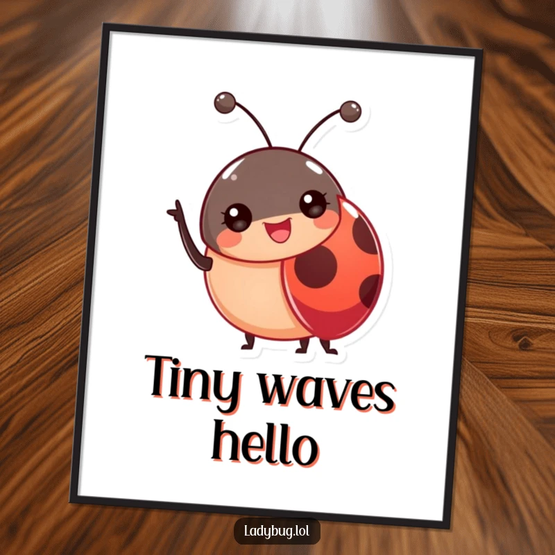 Funny Ladybug Antennae Digital Art Print of a cheerful ladybug waving its antennae, offering instant friendly and humorous wall decor.