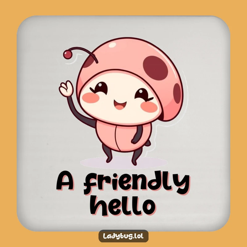 Funny Smiling Ladybug Drink Coaster: Protect Surfaces Bug Gift