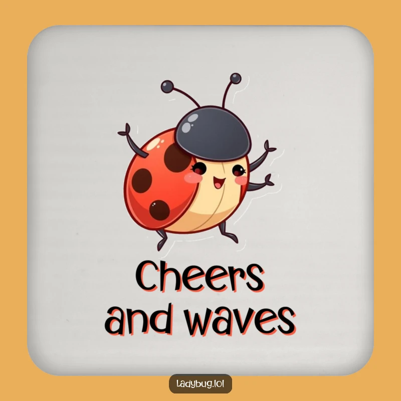 Funny Ladybug Antennae Coaster Set - Excited Bug Design, Protective Funny Gift