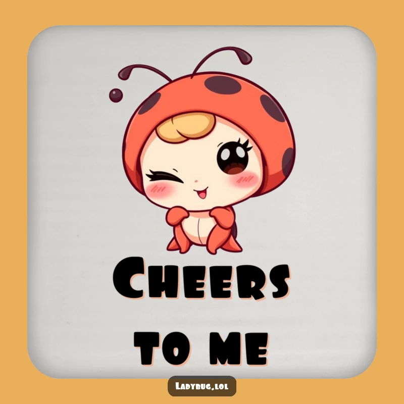 Funny Winking Ladybug Portrait Coaster Set - Protect Surfaces with Playful Charm