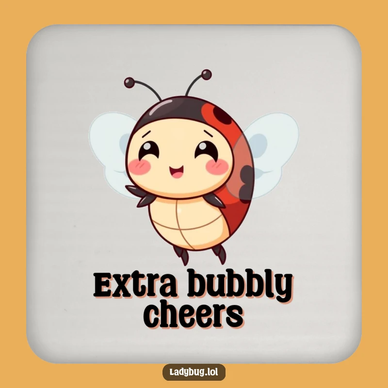 Funny Ladybug Extra Wings Drink Coaster: Comical Protection