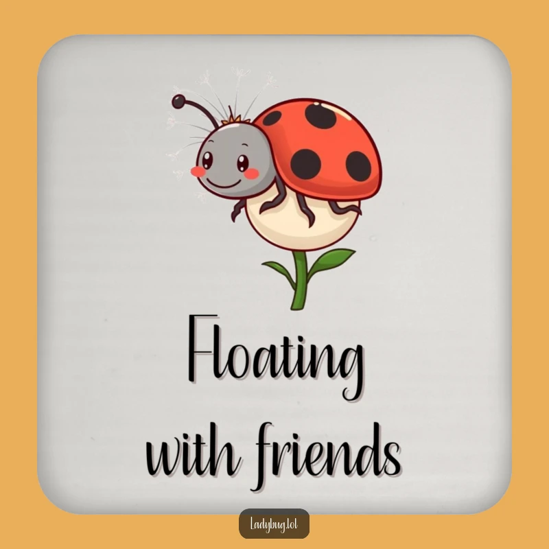 Funny Ladybug Dandelion Drink Coaster: Comical Ride Protection, Perfect Gift