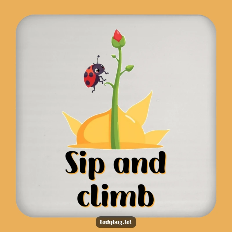 Funny Determined Ladybug Coaster: Abstract Climb, Persistent Protection