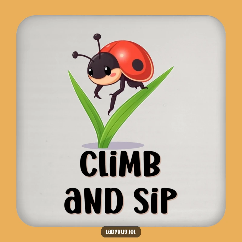 Funny Determined Ladybug Drink Coaster - Protect Surfaces with Tiny, Inspiring Charm