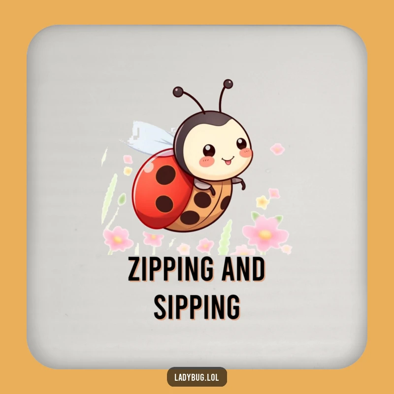 Funny Flying Ladybug Coasters (Set of 4) - Cheerful Insect Character Drink Decor