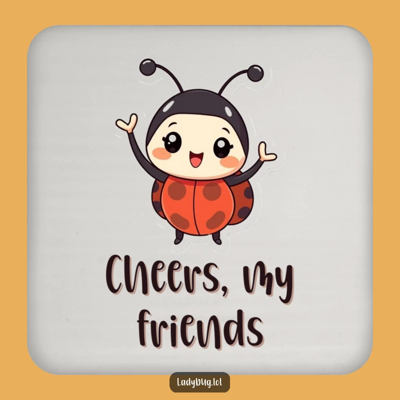 Funny Happy Ladybug Coaster: Cheerful Buggy Humor for Your Table
