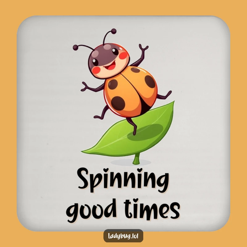 Funny Ladybug Cartwheel Drink Coaster: Protect Surfaces With This Joyful Acrobat Decor