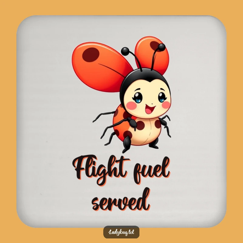 Funny Ladybug Coaster: Cheerful Wings Table Protection, Humorous Gift