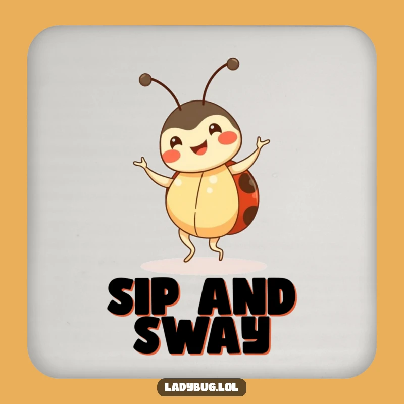Funny Ladybug Dance Drink Coaster - Cheerful Surface Protection