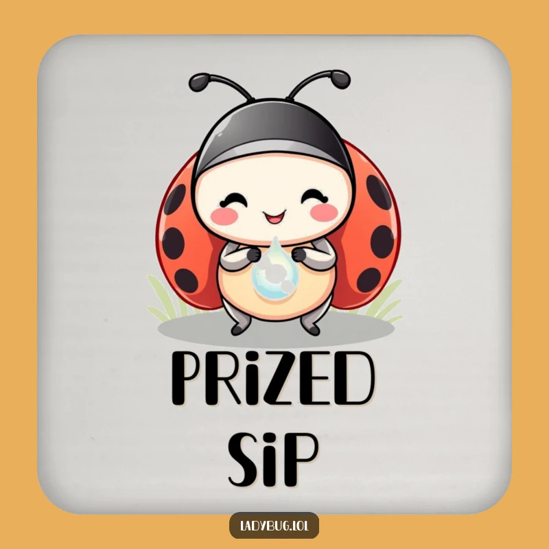 Funny Ladybug Dewdrop Prize Coaster: Surface Humorous Insect Protection Gift