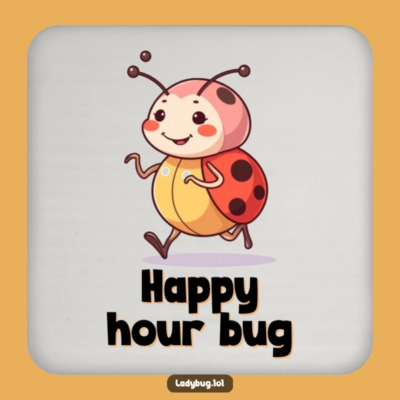Funny Ladybug Jogger Coasters (Set of 4) - Cheerful Insect Character Drink Gift