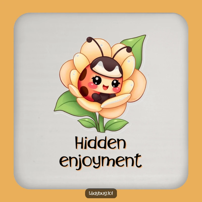 Funny Giggling Ladybug Coaster - Flower Hide, Playful Decor