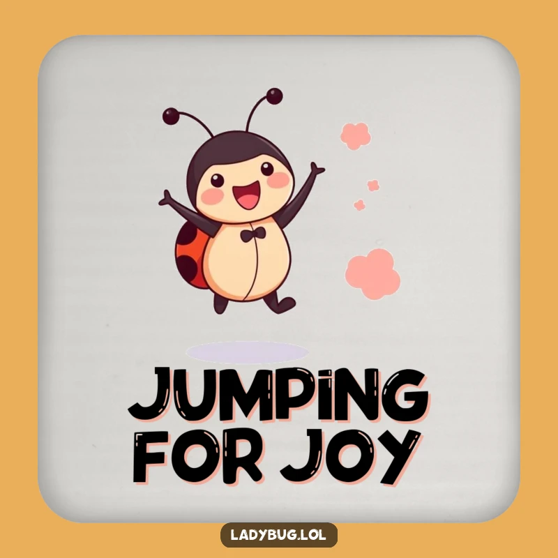 Funny Jumping Ladybug Drink Coaster: Protect Surfaces Joyful Bug Gift