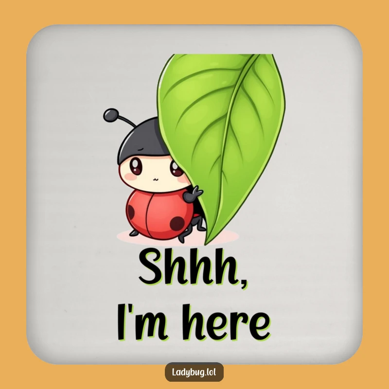 Funny Ladybug Peek Coaster - Protect Surfaces with Insect Art, Humorous Gift