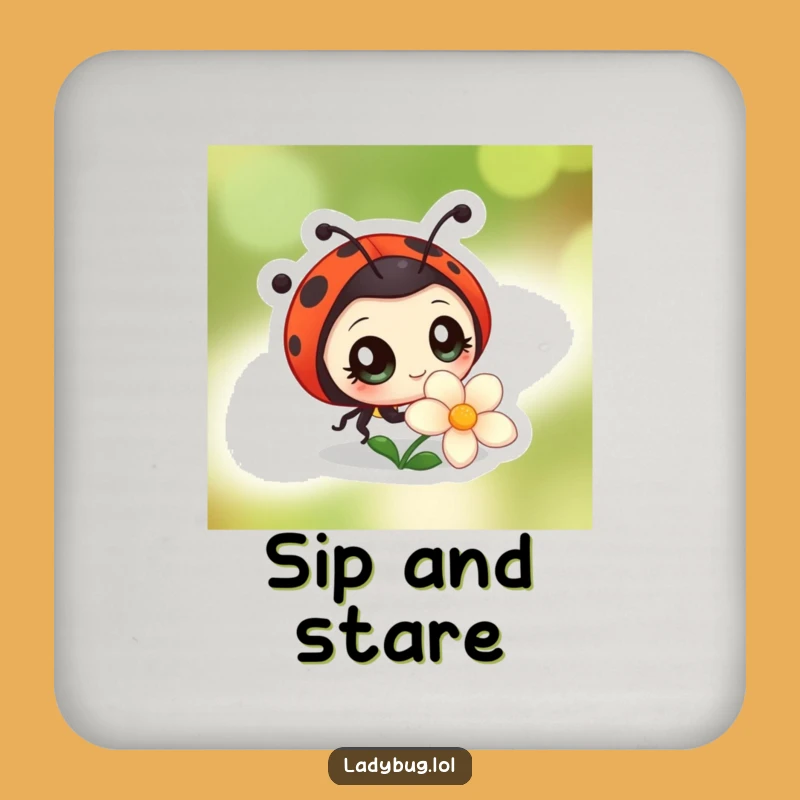 Funny Curious Ladybug Coaster: Wide-Eyed Table Protection, Unique Funny Gift