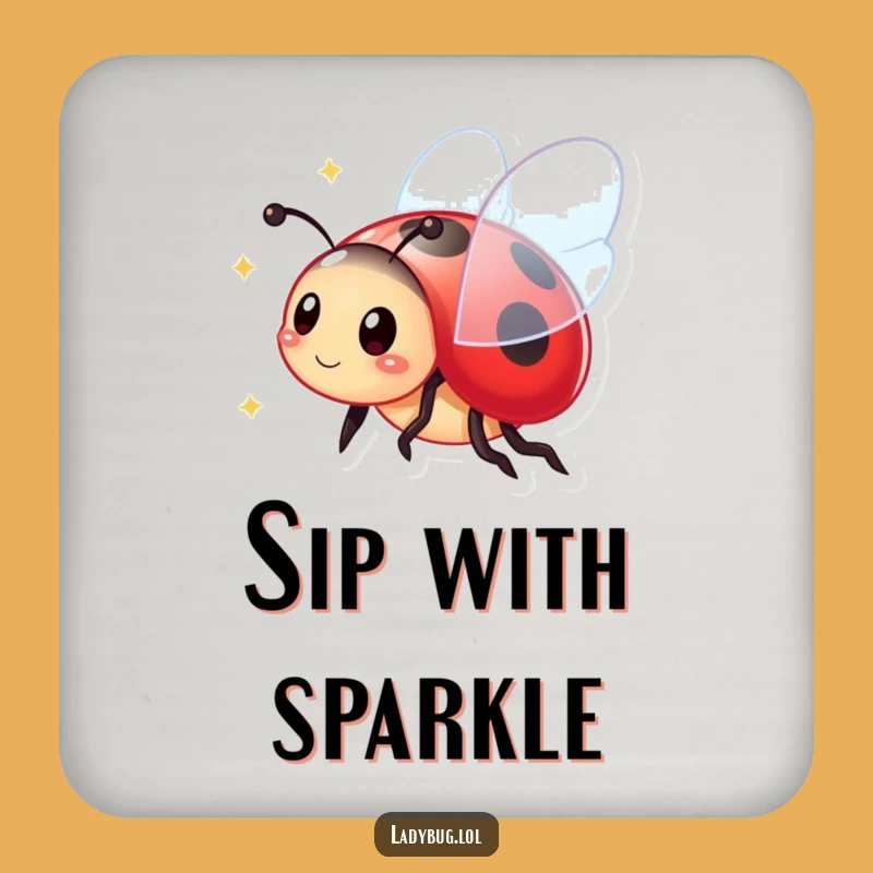 Funny Ladybug Drink Coaster: Vibrant Sparkling Wings Protect Surfaces!