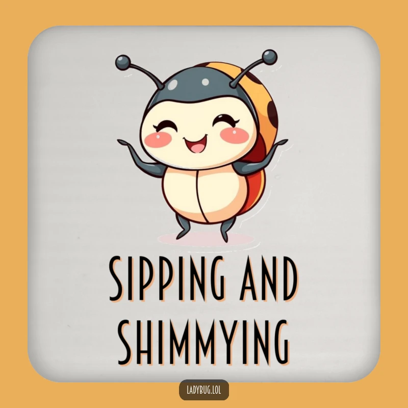 Funny Smiling Ladybug Shimmy Coasters - Protect Surfaces with Joyful Dance